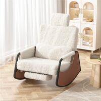 YODOLLA Rocking Nursing Chair with Footrest, Adjustable High Back Armchair for Adults, White