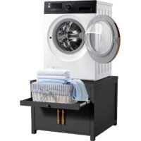 YODOLLA Laundry Pedestal, Washing Machine Stand Base with Drawer and Pull-out Shelf, 320 KG Capacity, Black