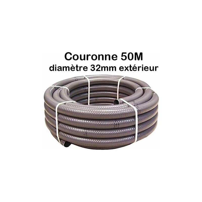 Tuyau PVC Piscine 50m - Diamètre 50mm Extérieur - Semi-Rigide Blanc - Pression 18 Bars