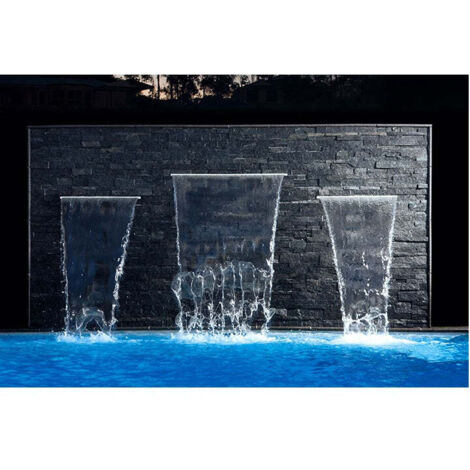 Lame d'eau Cascade chute d'eau en acrylique 120cm Piscine et fontaine bassins Compatible traitement au sel chlore