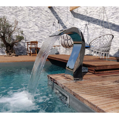 Cascade pour piscine au sel chlore INOX 316 Demi cœur Hauteur 80cm ZENLYS