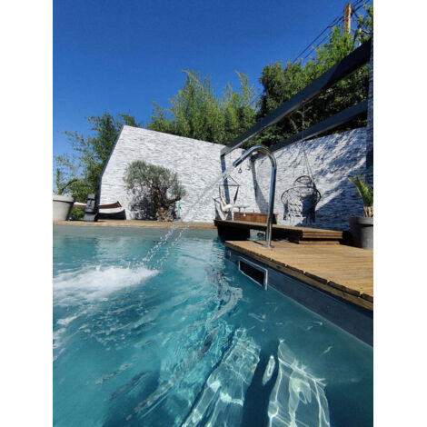 Canon Jet ZENLYS d'eau piscine INOX 1m avec Embout de massage 3 trous Tube Cascade Col de Cygne (1/4)