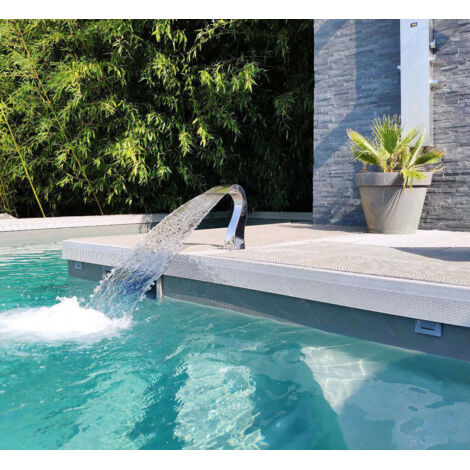 ZENLYS Cascade pour Piscine ou Spa Inox Fontaine Bassin Modèle Mini Demi Coeur Hauteur 30cm Largeur 16cm Profondeur 19cm (1/5)