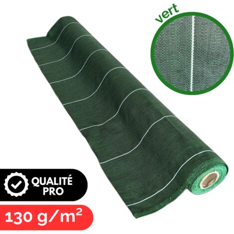 Toile de paillage tissée anti mauvaises herbes qualité PRO Longueur 25m Largeur 4,15m Vert 130 g m2 Grande Largeur ZENLYS