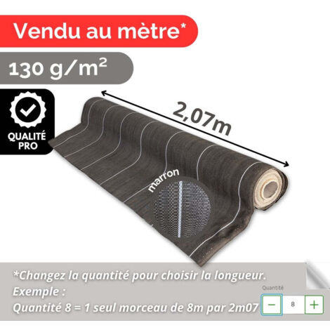 Toile de paillage 130g m2 Vente au mètre Largeur 2,07m Anti-Mauvaises Herbe Coloris Marron Bache Tissée (1/5)