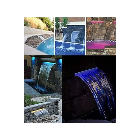 Lame d'eau cascade en acrylique 60 cm – LEDs intégrées 16 couleurs – Télécommande et transformateur inclus – Ambiance relaxante (1/5)