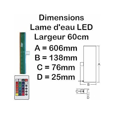 Cascade Pour Piscine Avec LEDs - Lame D'eau Acrylique 30 Cm, Télécommande, Transformateur 12V Inclus
