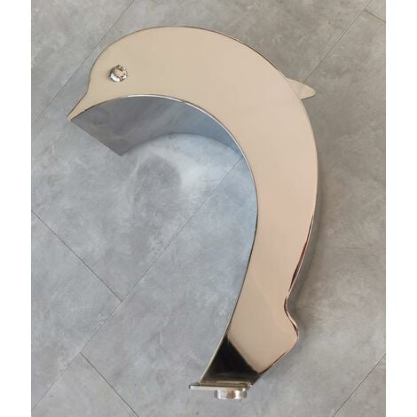 Cascade Inox Fontaine Piscine Bassin Modèle Dauphin avec Oeuil et Aileron Hauteur 41cm / Larg 16,8cm
