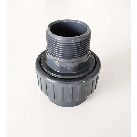 Interplast – Raccord union mixte 3 pièces PVC pression ø 50 mm – Intérieur à coller vers filetage 11/2 – Pour plomberie et irrigation (1/5)