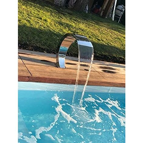Cascade massante INOX 65cm – Finition poli miroir – Compatible piscine chlore/brome – Débit 7 à 26 m³/h – Raccord filetage 1''1/2