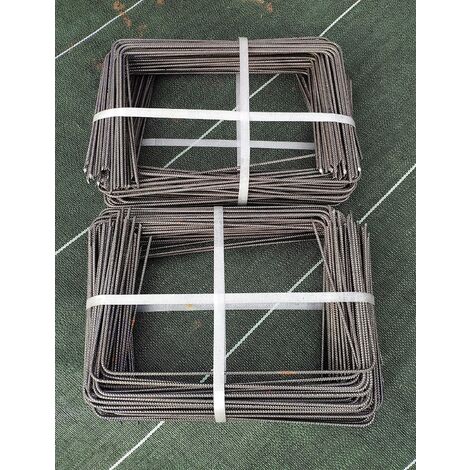 Lot de 200 Large XL Agrafes 30cm par 20/20cm Fixation Métal pour Toile de paillage ou geotextile avec Pointes biseautées