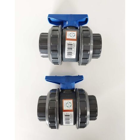 Lot de 2 Vannes modèle 2020 Interplast 40mm à coller double union démontable 4cm / 40 mm PN16 PVC PRESSION