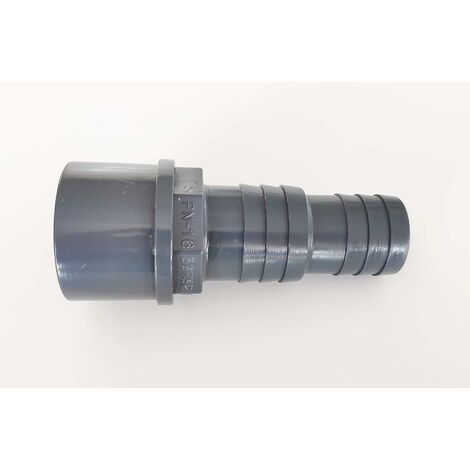 Interplast – Réduction conique cannelé 50mm Male vers 38mm PVC – Raccord sous pression PN16 – Applications piscine et arrosage