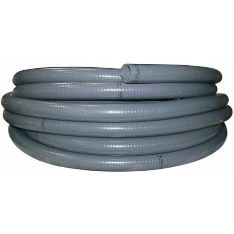 Tuyau d'aspiration piscine PVC gris souple Ø40mm – Longueur 25m – Pression éclatement 18 bars – Antichoc et indéformable – Espiroflex