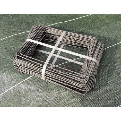 Matériel Paillage Professionnel Flandria - Lot De 100 Agrafes De Paillage Biseautées 4mm - Acier Cranté - Fabriqué En France Toile De Paillage