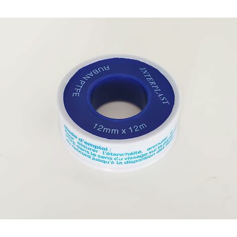 Téflon/PTFE 12 mm x 12m Interplast/étanchéité des raccords filetés. (1/2)