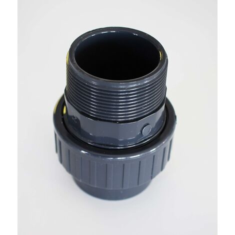 Union 3 pièces PVC Pression filetée mâle/femelle Tuyau 50mm vers filetage 2