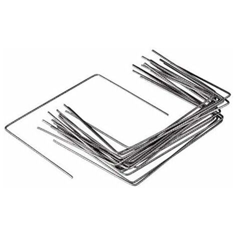 Lot de 50 agrafes de fixation métal pour toile de paillage – Pointes biseautées – Dimensions 20cm x 20cm – Acier torsadé pour ancrage solide - 20cmX20cmX20cm