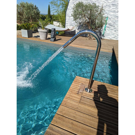 Jet d'eau INOX 1m – Embout de massage 3 trous – Tube cascade col de cygne – Compatible traitements chlore, brome, UV (1/4)