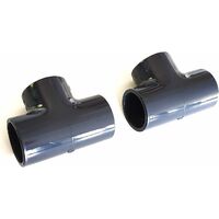 Lot de 2 Té PVC Pression – U 90° / 32mm intérieur F/F/F PN16 / Manchon 32 mm pour Piscine et arrosage/Tés égaux