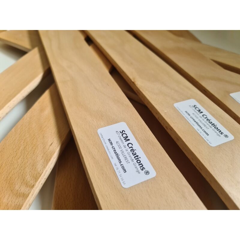 SCM Créations Lot 3 Lattes 61 cm (610mm) Largeur 53 mm ép 8 mm 7 Plis 6 Embouts 7 Plis pour clic clac bz sommier, Latte de lit