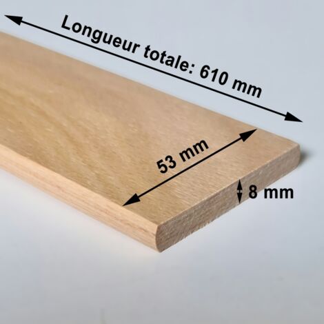 3 Lattes Hêtre 61cm X 48mm X 8mm - 7 Plis - Pour Sommier Lit, Clic-clac, Canapé BZ - Rechange