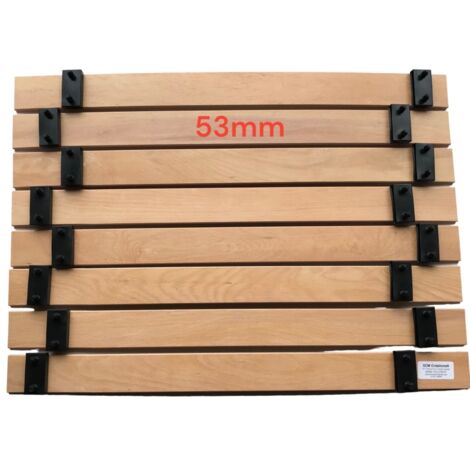 Lot de 8 Lattes de 66cm (660mm) Largeur 53mm ép 8mm, 7plis avec 16 Embouts, latte de lit,  SCM Créations