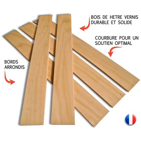 SCM Créations Lot de 2 Lattes 56 cm 560mm Largeur 38mm épaisseur 8mm Bois hêtre Durable | Sommier lit canapé clic clac bz | 7 Plis Rechange Renfort résistant Soutien Matelas