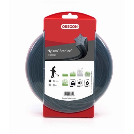Oregon – Fil débroussailleuse étoile Nylium 3.0mm – 60m – Haute résistance à la rupture – Coupe nette pour herbes hautes et sols rocailleux - 104884E