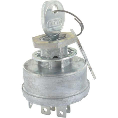 MTD CONTACTEUR A CLEF 3 POSITIONS (MARCHE, ARRET, CONTACT) 6 BROCHES METAL AVEC ECROU ET CLEFS 725-1396A