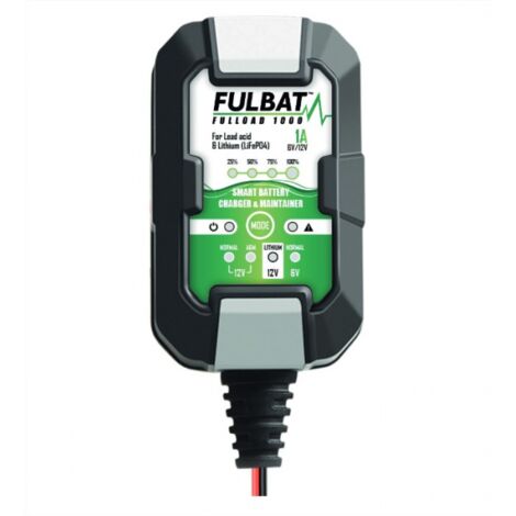 Fulbat – Chargeur automatique 6/12V pour batteries plomb acide – Courant de charge 1A – Affichage LED – Compatible voiture, moto, scooter