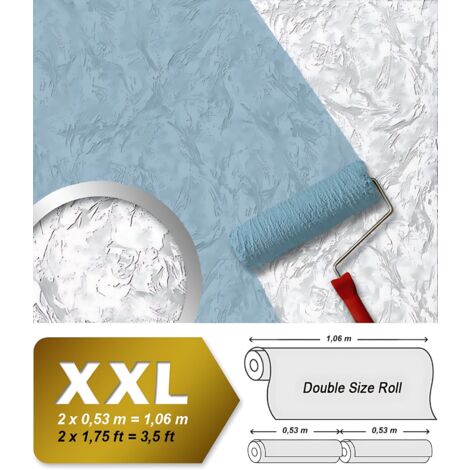Papier peint non-tissé EDEM 80317BR60 blanc à peindre à relief aspect de crépi 1 rouleau 26,50 m 2
