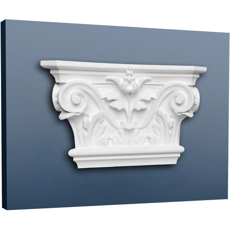Pilastre Chapiteau Elément décoratif de stuc Orac Decor K201 LUXXUS Motif feuille d'acanthe léger et stable blanc