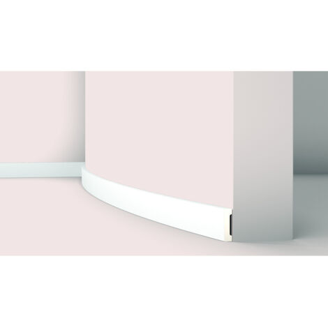 NMC – Moulure décorative flexible 2m – Plinthe moderne en polyuréthane blanc – Largeur 1.3cm, Hauteur 5.8cm – Pour intérieurs (1/5)