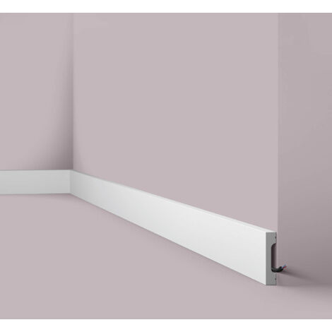 NMC – Plinthe pvc blanche 200 cm – Hauteur 7 cm – Largeur 1.5 cm – Polystyrène extrudé résistant aux chocs – Moulure décorative moderne