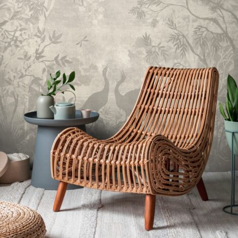 Papier peint photo Profhome 399181 papier peint intissé gaufré à chaud lisse avec motif forêt mat beige gris blanc crème 3,71 m x 2,8 m (1/3)