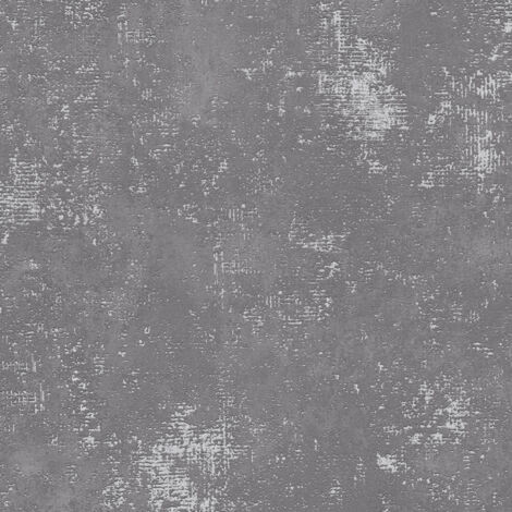 Papier peint aspect crépi Profhome 388324 papier peint intissé légèrement texturé à l'aspect béton et des accents métalliques gris argent 5,33 m2 (1/5)