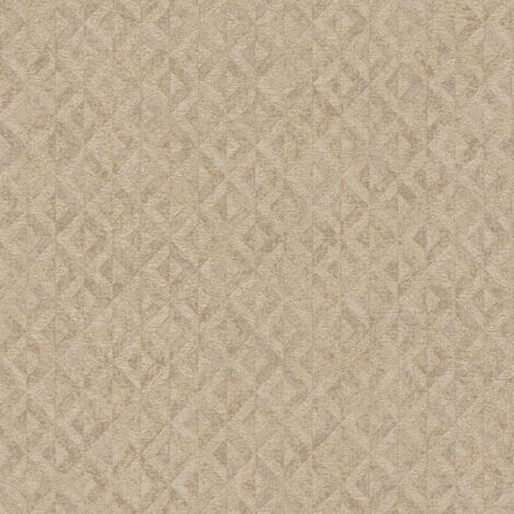 Papier peint à motifs graphiques Profhome 395051 papier peint intissé texturé avec des figures géométriques et des accents métalliques beige or 5,33 m2 (1/5)
