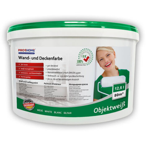 Peinture mur et plafond PROFHOME 300-31-10 peinture universelle pour intérieurs bien couvrante blanche mate 125 L rend. max 800 m2