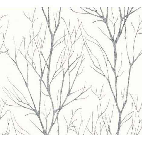 Papier peint nature Profhome 372604 papier peint intissé légèrement texturé avec un dessin nature mat gris blanc 5,33 m2