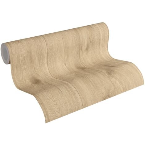 Papier peint aspect bois Profhome 300434 papier peint intissé lisse au style country mat brun beige 5,33 m2