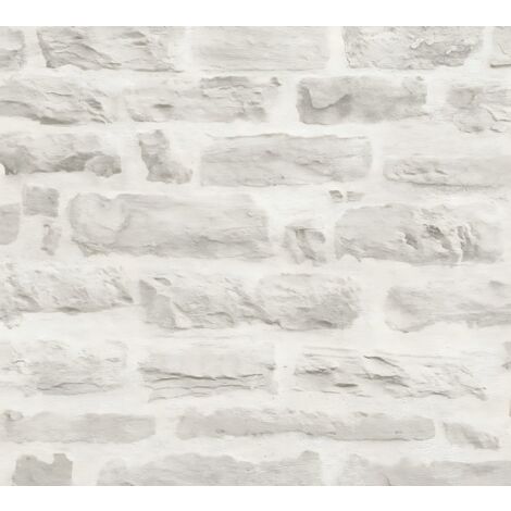 Papier peint aspect pierre carrelage Profhome 355804 papier peint intissé lisse à l'aspect de pierre mat gris 5,33 m2