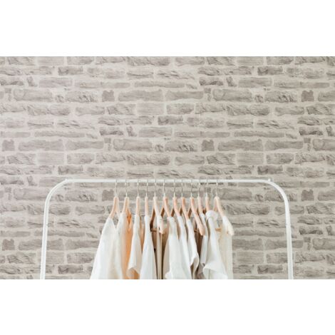 Papier peint aspect pierre carrelage Profhome 355804 papier peint intissé lisse à l'aspect de pierre mat gris 5,33 m2