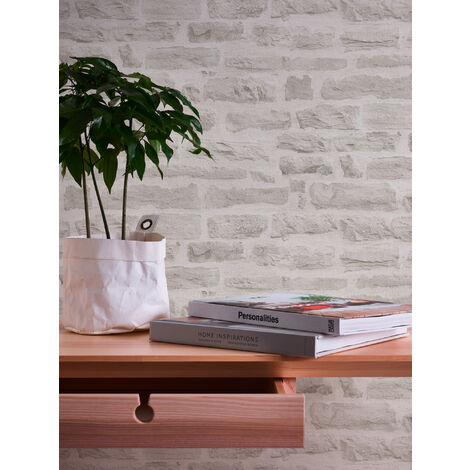 Papier peint aspect pierre carrelage Profhome 355804 papier peint intissé lisse à l'aspect de pierre mat gris 5,33 m2
