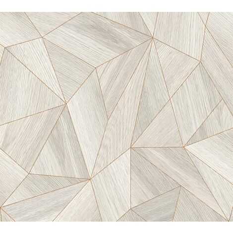 Papier peint à motifs graphiques Profhome 361332 papier peint intissé lisse avec des figures géométriques mat gris or 5,33 m2