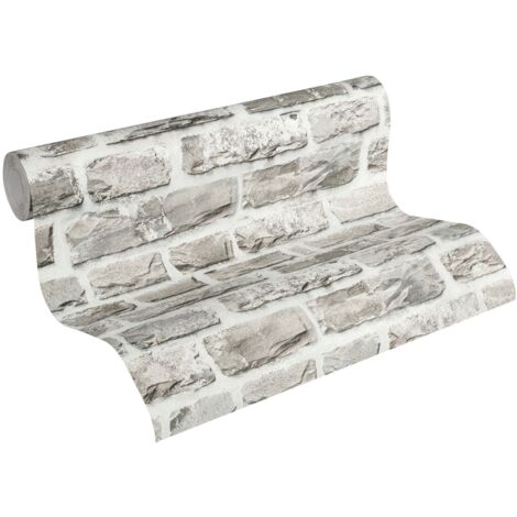 Papier peint aspect pierre carrelage Profhome 361402 papier peint intissé lisse avec un dessin nature mat beige gris bronze 5,33 m2