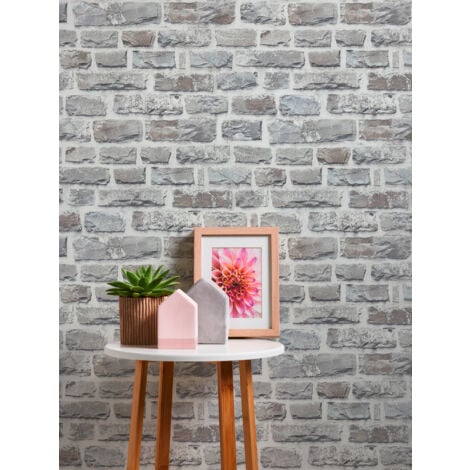 Papier peint aspect pierre carrelage Profhome 361403 papier peint intissé lisse avec un dessin nature mat gris bronze 5,33 m2