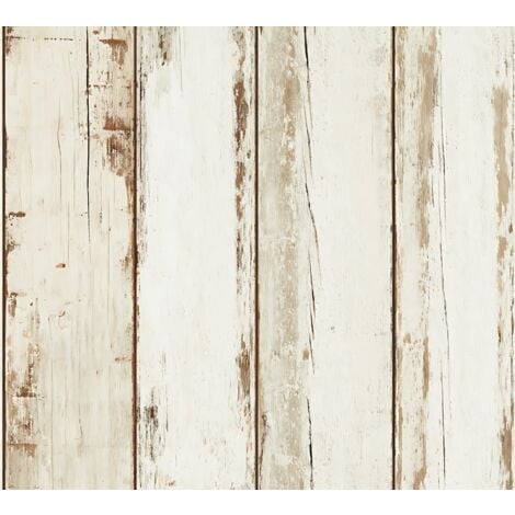 Papier peint aspect bois Profhome 368931 papier peint intissé lisse au style country mat crème brun noir 5,33 m2