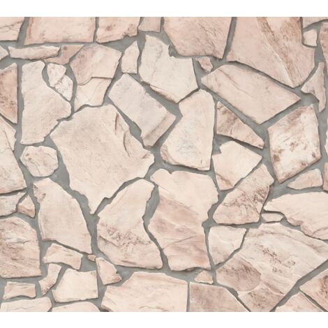 Papier peint aspect pierre carrelage Profhome 927323 papier peint intissé lisse avec un dessin nature mat beige gris 5,33 m2