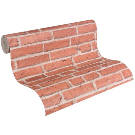 Papier peint aspect pierre carrelage Profhome 942831 papier peint intissé lisse avec un dessin nature mat rouge beige 5,33 m2